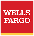 Wells Fargo logo with the words in white text against a red background and a yellow bar at the bottom.